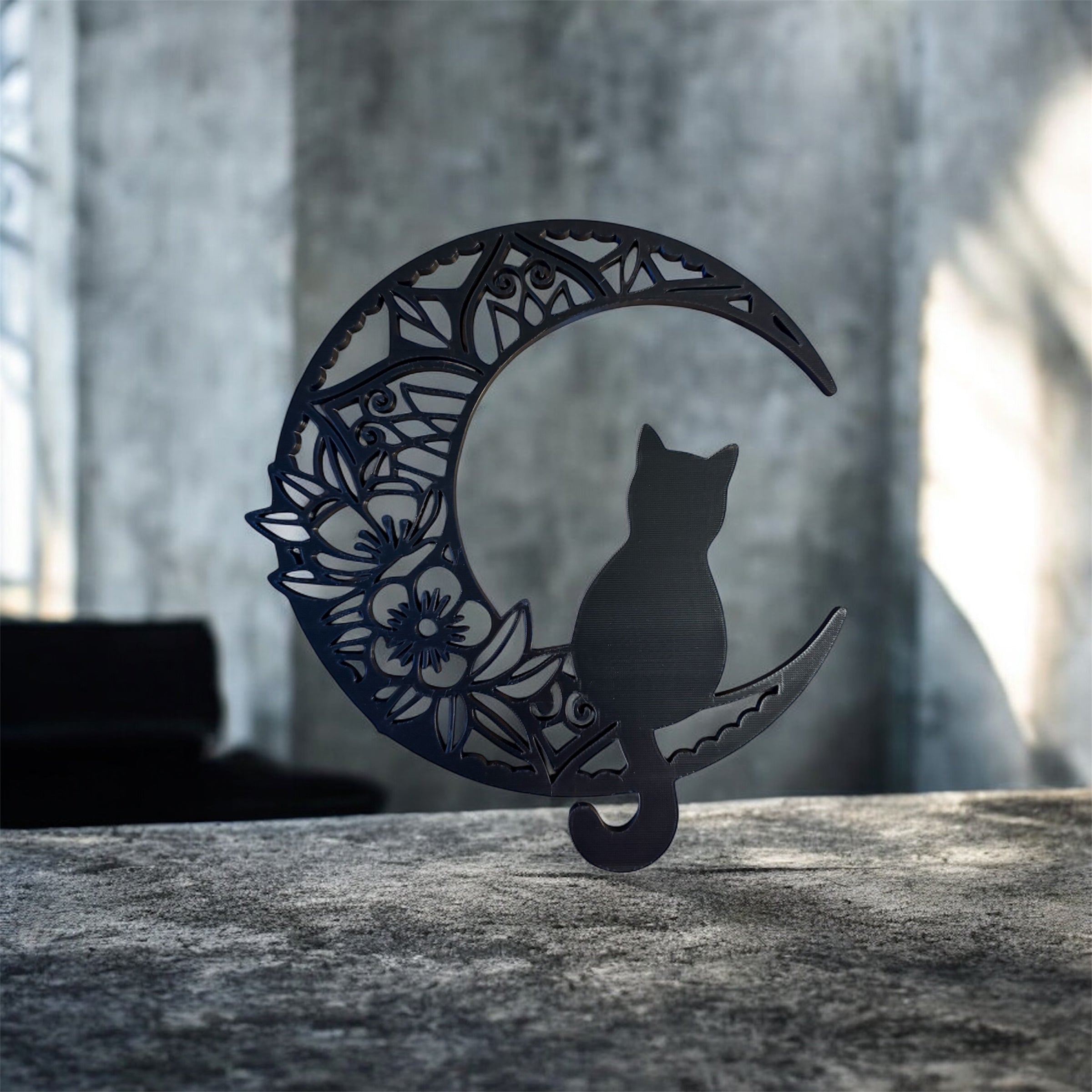 Cat and Moon Wall Art