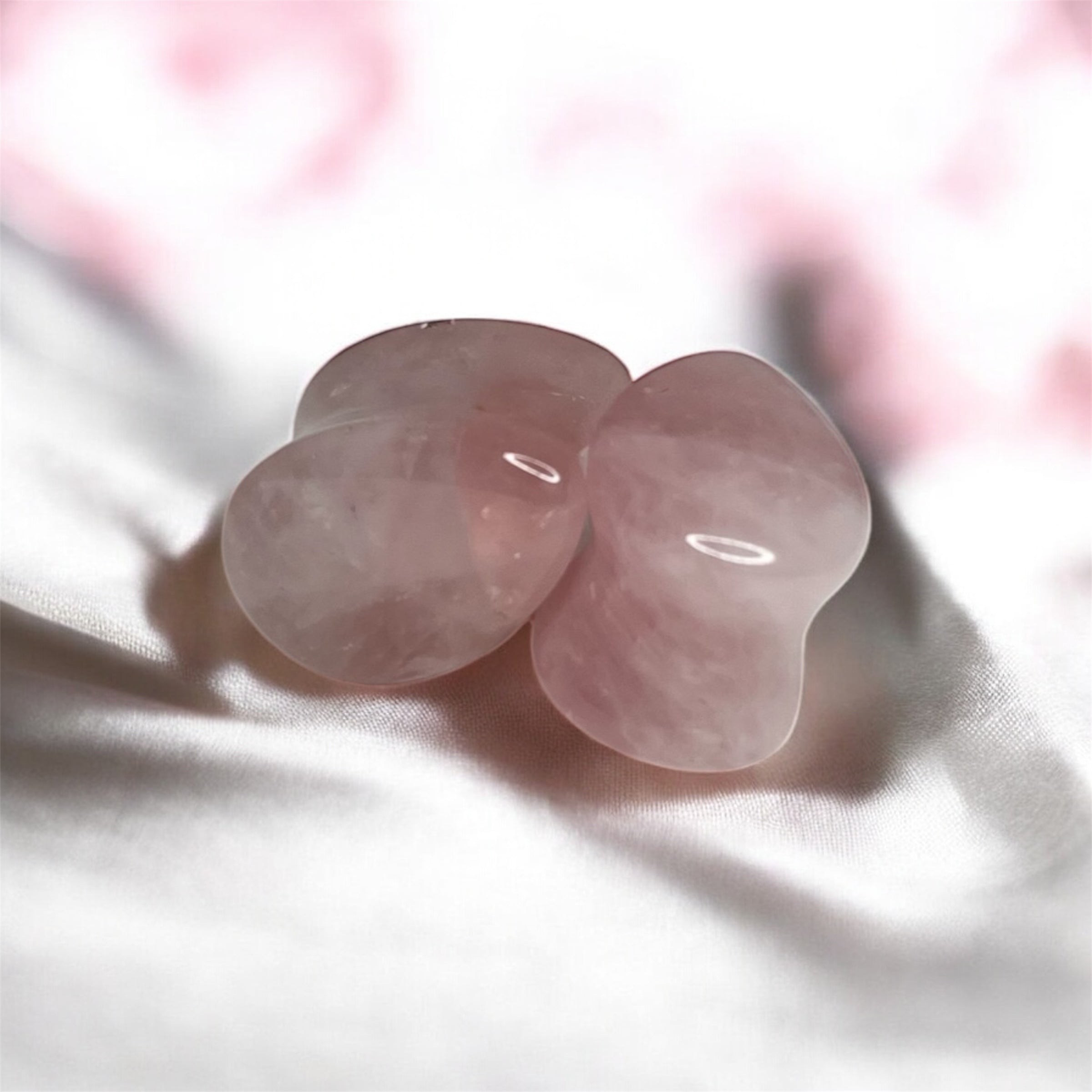 Tear Drop Rose Quarts Double Flared Plug
