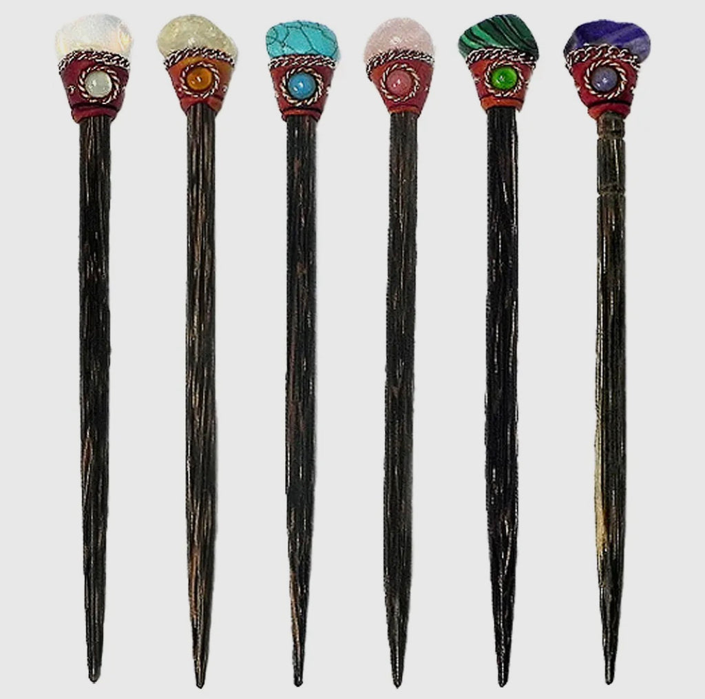 Natural Stone Wooden Hair Picks