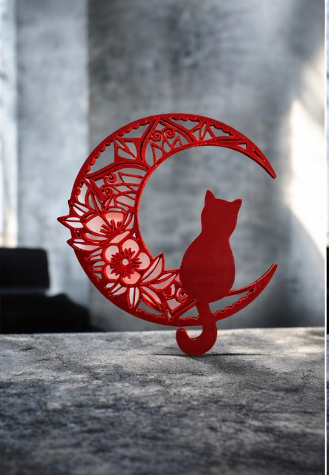 Cat and Moon Wall Art