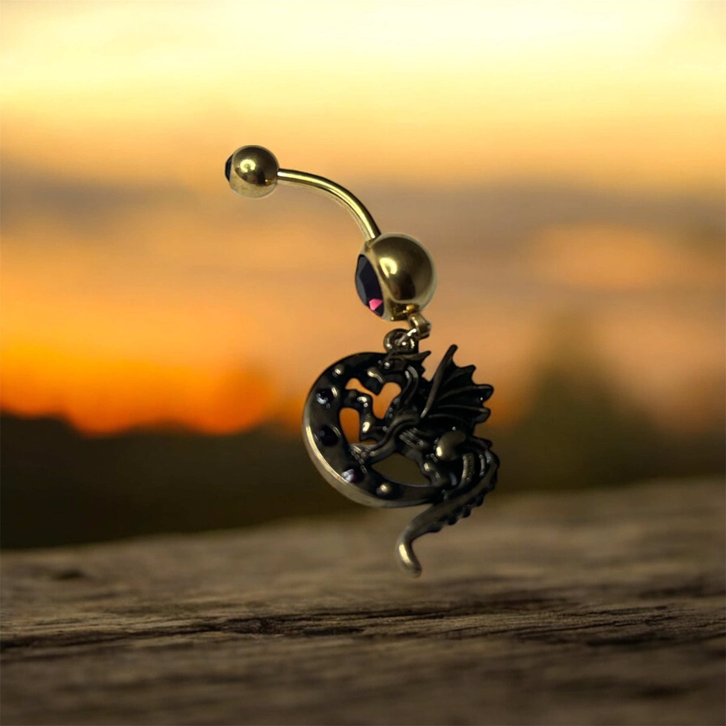 Dragon belly button ring