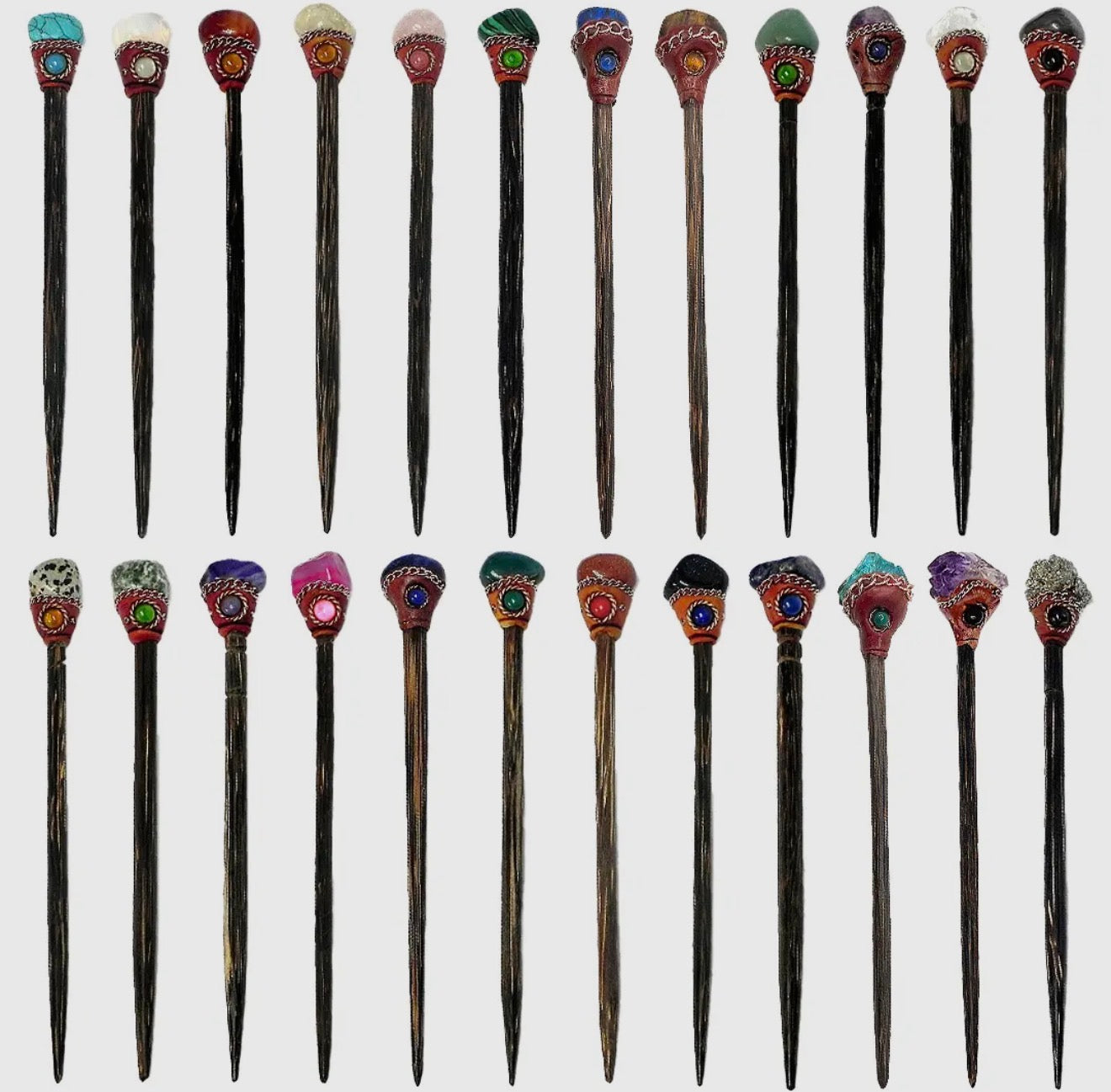 Natural Stone Wooden Hair Picks