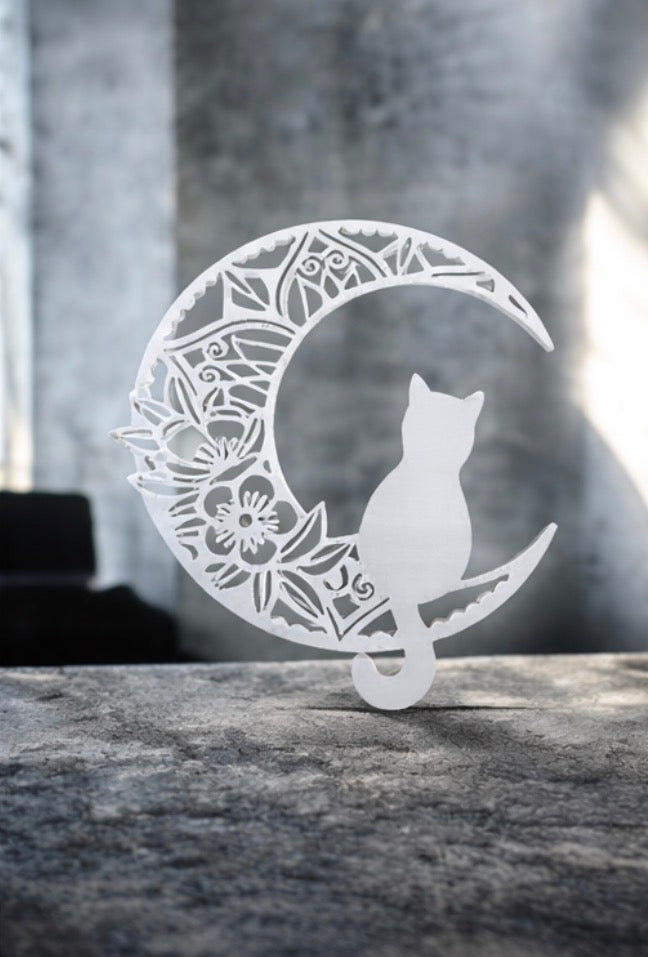 Cat and Moon Wall Art