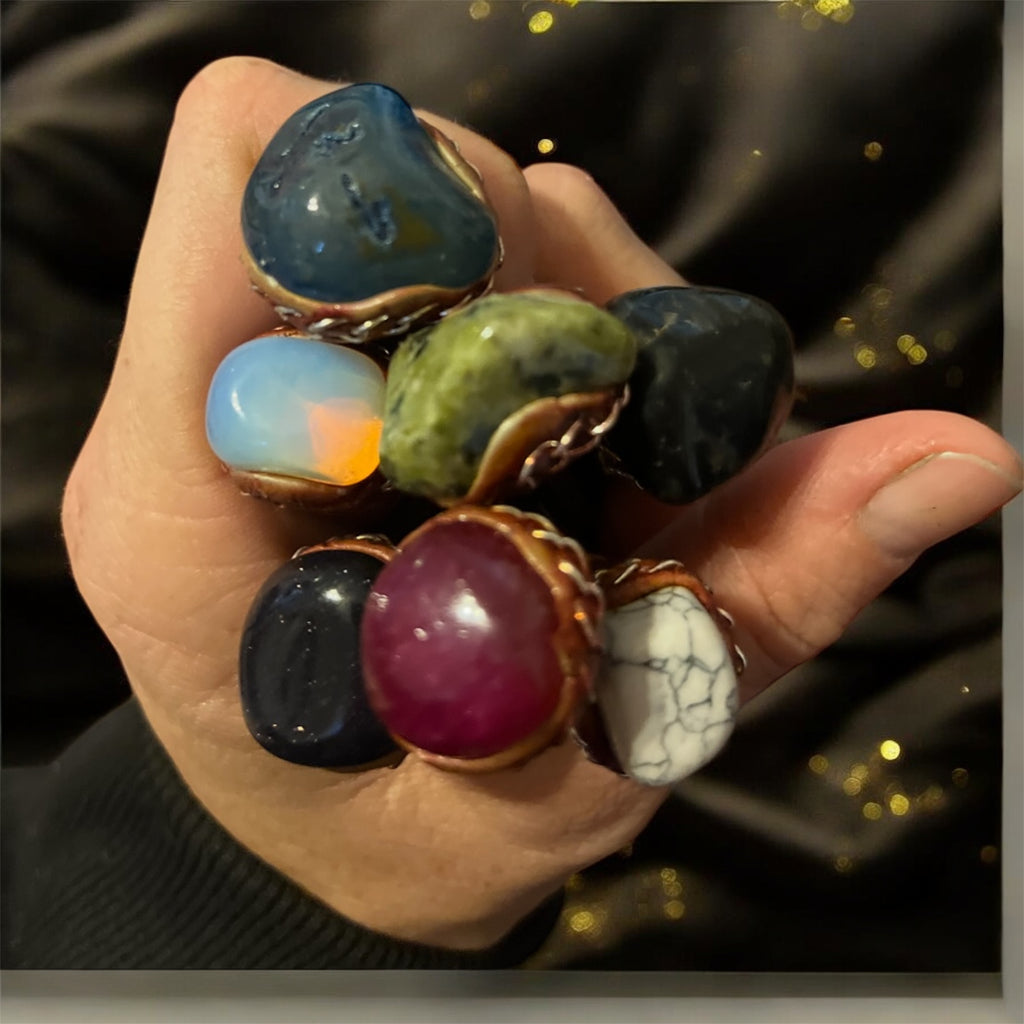 Natural Stone Wooden Hair Picks